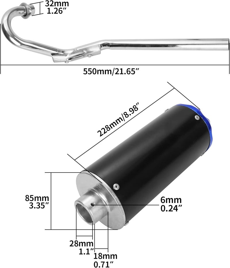 MTATCN 28mm Exhaust Muffler Silencer Pipe Assembly for XR50 CRF50 70cc 110cc 125cc Taotao DB10 DB14 SR110 Rocketa xpro db-x20 SDG Coolster Ex16 Chinese Pit Dirt Bike - Blue - Image 2